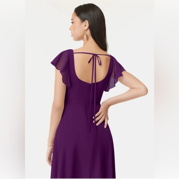 NWT Grape A-Line Ruffled Chiffon Dress in size 0 - Picture 3 of 7